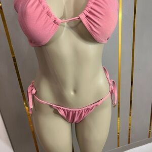 Victoria's Secret Pink Bikini Set with Padded Top and Tie-Side Bottoms
